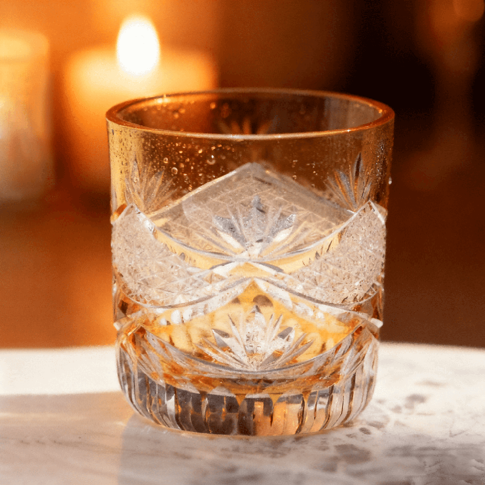 Edo Kiriko Handcrafted Sunset-Toned Crystal Glass - Image 2