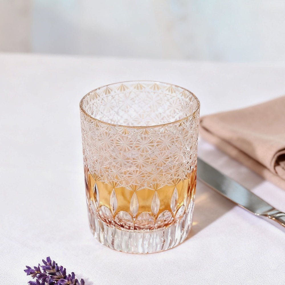 Edo Kiriko Handcrafted Sunset-Toned Crystal Glass - Image 9