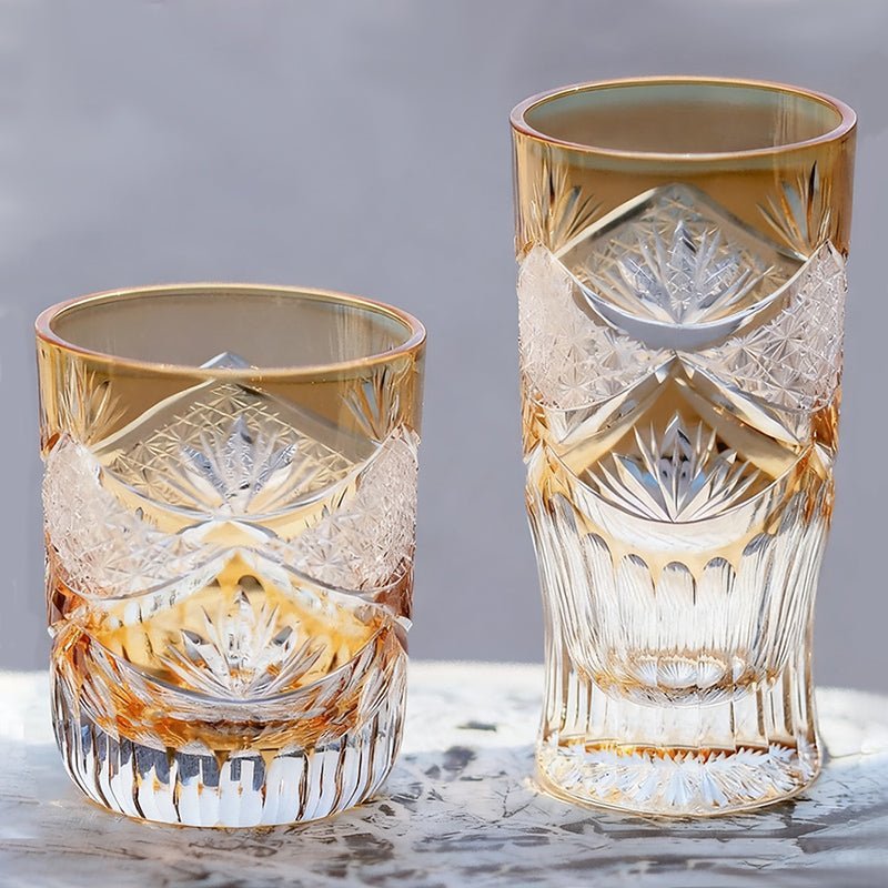 Edo Kiriko Handcrafted Sunset-Toned Crystal Glass - Image 6