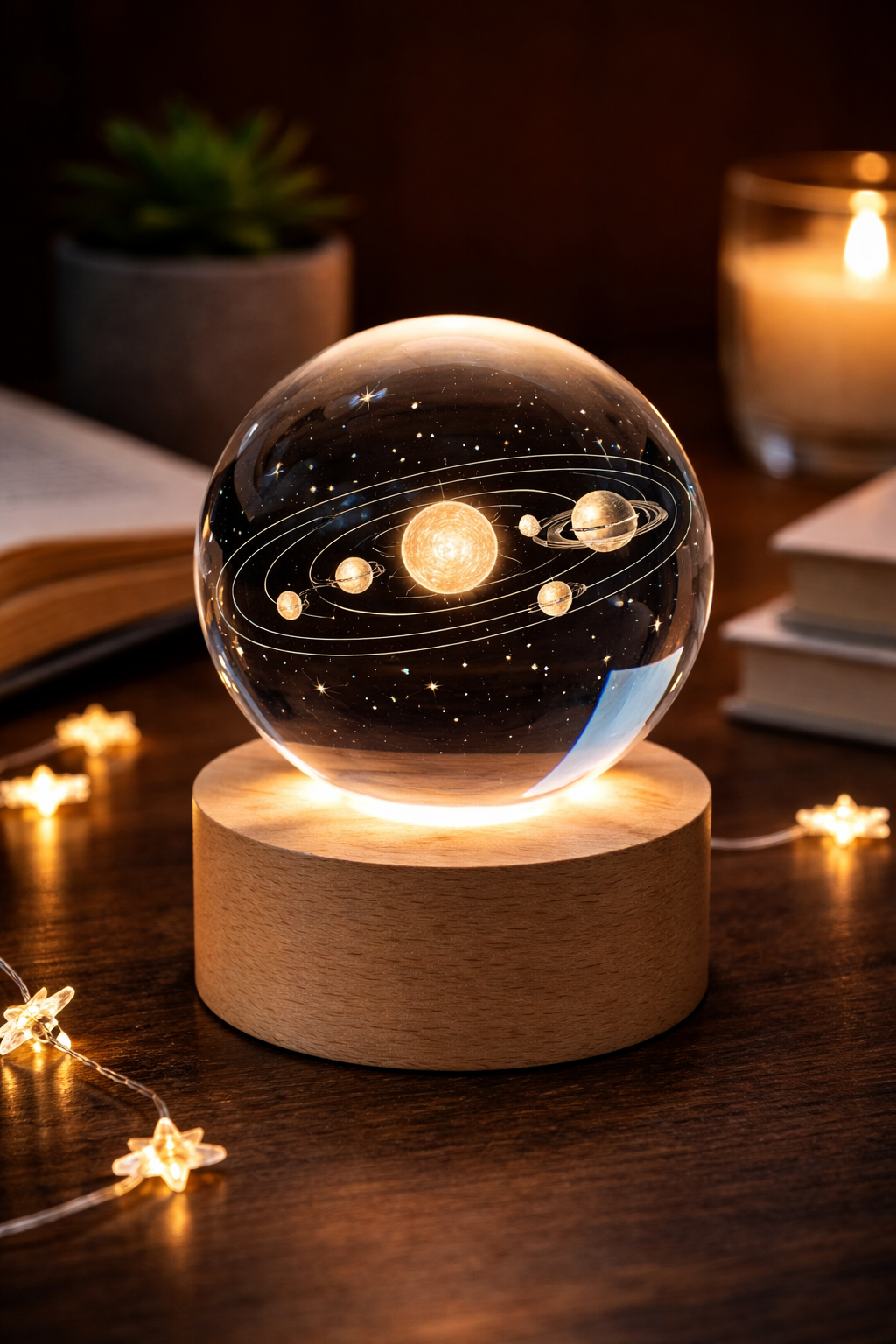 3D Crystal Ball Solar System Globe – LED Astronomy Planet Decoration - Image 3