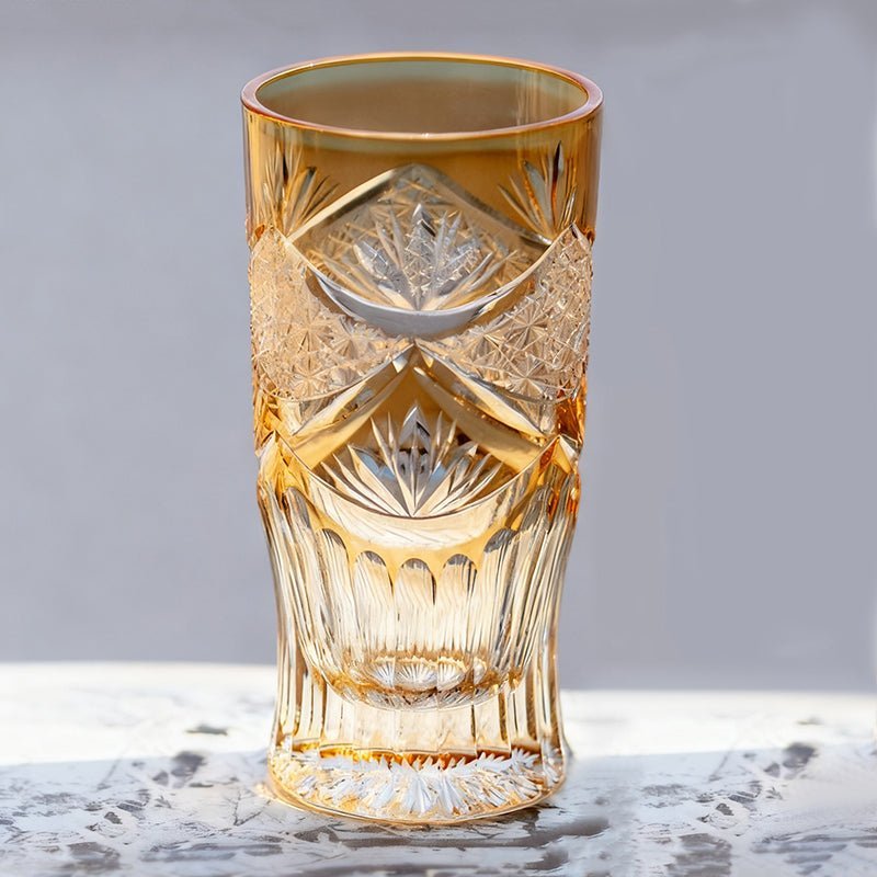 Edo Kiriko Handcrafted Sunset-Toned Crystal Glass - Image 4