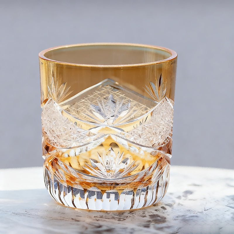 Edo Kiriko Handcrafted Sunset-Toned Crystal Glass - Image 5